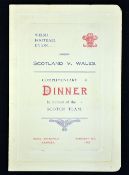 Scarce 1929 Wales (Runners-up) v Scotland (Champions) rugby dinner menu - held at Hotel Metropole