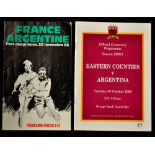 2x Argentina Rugby UK and France tour programmes from the 1980/90s to incl v France (Paris) '82