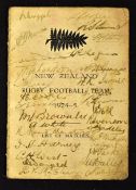 Rare 1924-25 New Zealand All Blacks Rugby Football Team signed fixture card - signed to the cover in