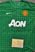 Peter Schmeichel and David De Gea Signed Manchester United Football Shirt Goalkeeper shirt, replica,