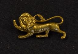 Rare 1930 British Lions rugby tour brass lion pin badge - issued for the tour to New Zealand and