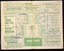 Scarce 1949 Wales v Ireland (Triple Crown & Champions) rugby signed programme - played at St