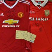 Terry Sheringham and Ole Solskjaer Signed Manchester United Football Shirt replica short sleeve