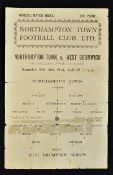 Scarce 1943/4 Northampton Town v West Bromwich Albion football programme date 5 Feb 1944, single
