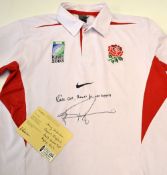 Jonny Wilkinson 2003 England Rugby World Cup official merchandise signed shirt - signed to the front