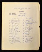 1962 British Lions Rugby Tour to South Africa official signed team sheet - signed by all 30