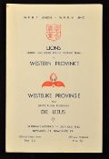 1962 British Lions v Western Province rugby programme - played at Newlands on 14th July, single