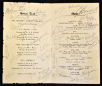 Rare 1930 Great Britain v Canterbury signed rugby dinner menu - held at Warner's Hotel