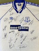 Everton Away Shirt hand signed to the front by the playing squad to include Tommy Wright, Paul