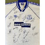 Everton Away Shirt hand signed to the front by the playing squad to include Tommy Wright, Paul