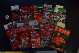 Large collection of Wales vs Overseas Tourists, 6 Nations and RWC Qualifying rugby programmes,