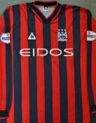 Manchester City away kit red/black stripes match worn player shirt 2001/2002 Paulo Wanchope (No. 23)