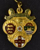 1959/60 Rugby League Challenge Cup 9ct gold and enamel winners medal - Engraved on the reverse "