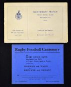 Rare 1923 Combined England & Wales v Scotland and Ireland rugby programme & ticket - played at Rugby