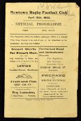 Rare 1933 North Wales Rugby Union XV v Glamorgan County XV rugby programme - played at Newtown RFC