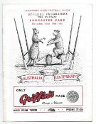 1955 Australia rugby tour to New Zealand programme - v Canterbury played at Lancaster Park on