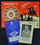 Liverpool football programme selection including home v 1960 International XI (Liddell Test), 1966