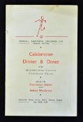 1958 FA Cup Final Manchester United evening celebration dinner menu and toast list dated 3 May
