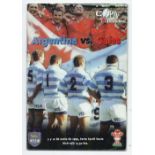 1999 Argentina "A" vs Wales rugby programme - played on 8th June from Welsh tour to South America