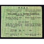 Rare 1963 Northern Transvaal (South Africa) v Australia Wallabies rugby match ticket - played in