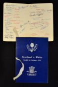 2x 1950's Scotland v Wales rugby dinner menus (one signed) (H&A) to incl '55 held in Edinburgh and