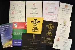 Interesting collection of Welsh rugby dinner menus, one signed, held for Overseas Tourists and