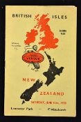 1950 British Lions v New Zealand rugby programme - 2nd Test match played on the 10th June at