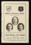 Rare 1930 Great Britain (British Lions) v New Zealand rugby programme - for the Second Test played