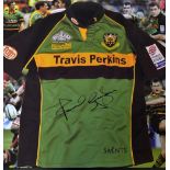 Paul Grayson (Northampton Saints and England) Signed Rugby Photograph - ltd ed no.1/30 colour action