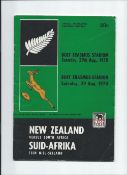 1970 South Africa v New Zealand rugby programme - 3rd test match played at Boet Erasmus Stadium Port