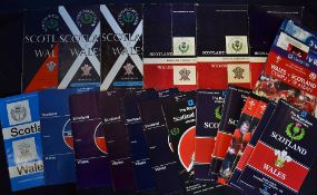 Collection of Scotland vs Wales rugby programmes from 1957 to 1991 - together with '00 (A), 2x '