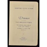 1936 Scotland v Wales (Champions) rugby dinner menu- - held at The Royal Arch Halls Edinburgh on 1st