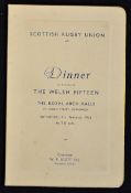 1936 Scotland v Wales (Champions) rugby dinner menu- - held at The Royal Arch Halls Edinburgh on 1st