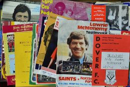 Collection of player testimonial football programmes from the 1960's up to date condition varies and