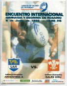 Rare 1999 Argentina v Wales signed rugby programme - 1st test match played on 5th June and