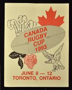 1993 Ladies Canada Rugby Cup programme - featuring teams from England, Wales, USA and Canada