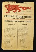 Early 1900 Cardiff v Leicester rugby programme c.1907 - single sheet official programme with names