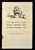 1950 The British Isles Rugby Touring Team in New Zealand Itinerary - issued by Canterbury