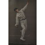 3x Albert Chevallier Tayler Cricket Prints depicting W. Rhodes, W.G Grace and G. Jessop all in match