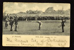 Early St Andrews golfing postcard showing A Kirkcaldy and Willie Park Champion 1887, 1889 (and Bob