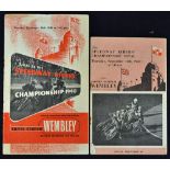1947 and 1948 Speedway Riders' Championship Programmes both at Wembley dated 16 Sep 1948 and 11