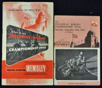 1947 and 1948 Speedway Riders' Championship Programmes both at Wembley dated 16 Sep 1948 and 11