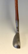 A Vardon Brown metal mallet head Putter showing the Gibson Star mark to the dropped toe, oval
