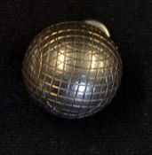 White metal guttie golf ball watch fob - c/w suspension ring