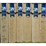 Set of 12x 1999 Cricket World Cup Signed Cricket Bats featuring full-size Gunn & Moore cricket