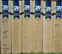 Set of 12x 1999 Cricket World Cup Signed Cricket Bats featuring full-size Gunn & Moore cricket