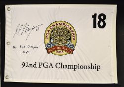 2010 U.S PGA Golf Championship pin flag signed by the winner Martin Kaymer - played at Whistling