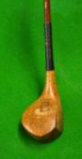 Fine Spalding Model E light stained persimmon deep face brassie - fitted with full brass sole