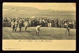 Early St Andrews golfing postcard showing Mr J.E Laidlay and Mr Mure Fergusson putting out on the