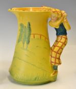 Burleigh ware golfer handle water jug c.1950 - hand painted in traditional colours plus fours